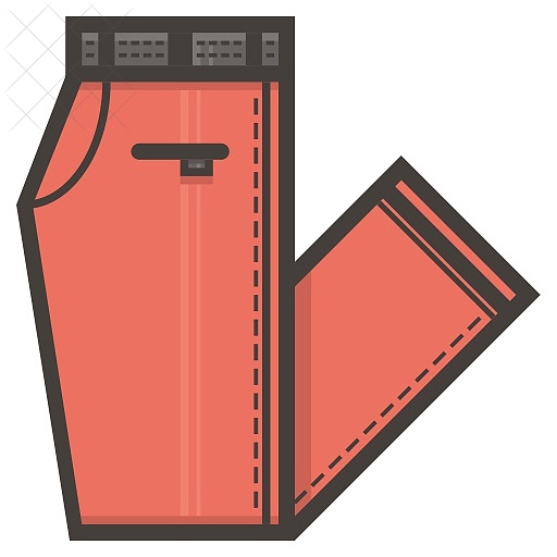 Folded, pants, red, clothing icon.