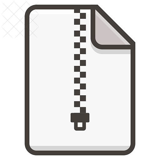 Document, archive, file, zip icon.