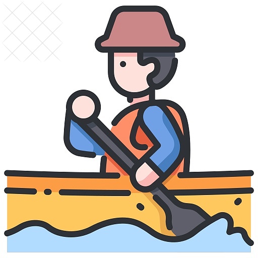 Adventure, boat, canoe, kayak, outdoor icon.