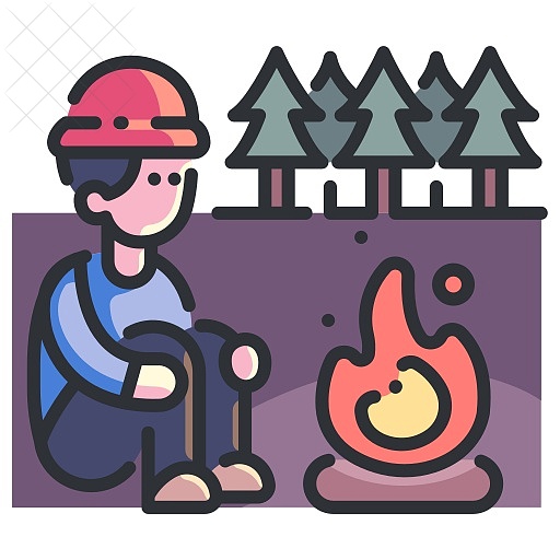 Adventure, camp, campfire, forest, nature icon.