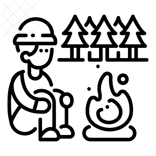 Adventure, camp, campfire, forest, nature icon.
