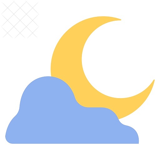 Cloudy, lunar, moon, moonlight, nature icon.
