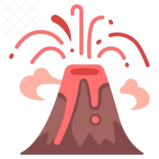 Eruption, fire, landscape, lava, mountain icon.