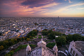 巴黎城市日落景观图片素材