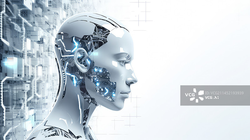 【AI数字艺术】脑机接口与大数据传递的机器人图片素材