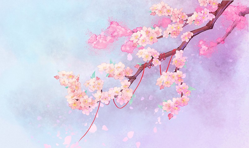水彩桃花櫻花水墨圖片素材