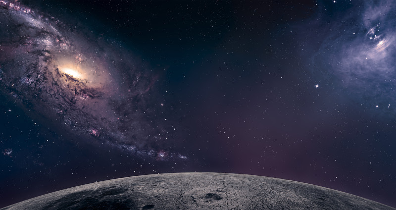 奇幻星空下的月球地貌圖片素材
