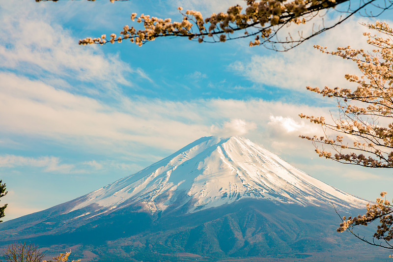 白雪皑皑的山，富士吉田，日本图片下载