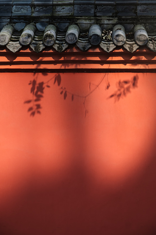 成都文殊院，红墙阳光树荫，岁月静好图片下载