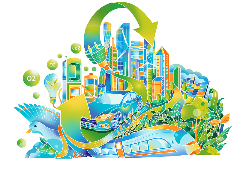 植物环保城市 绿色低碳生活方式图片下载