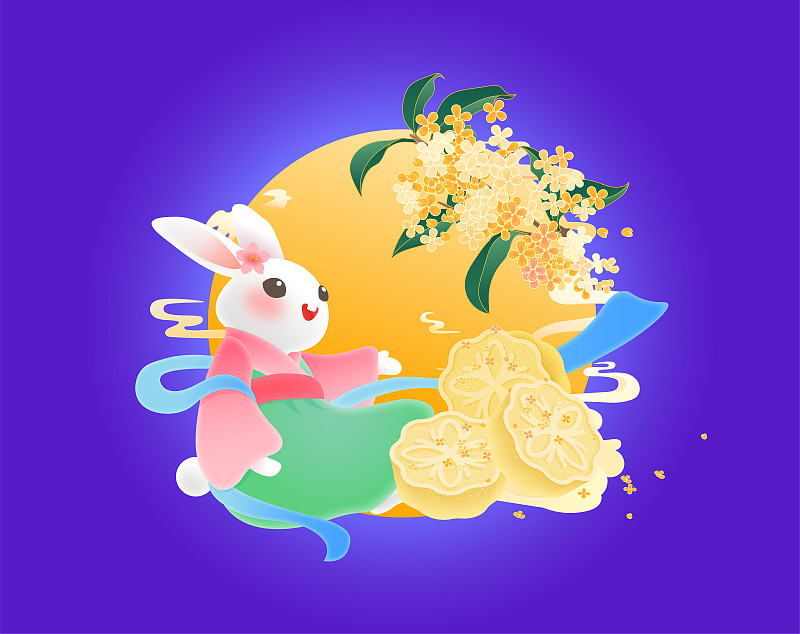 兔年新年春節中秋節節日可愛矢量插畫圖片