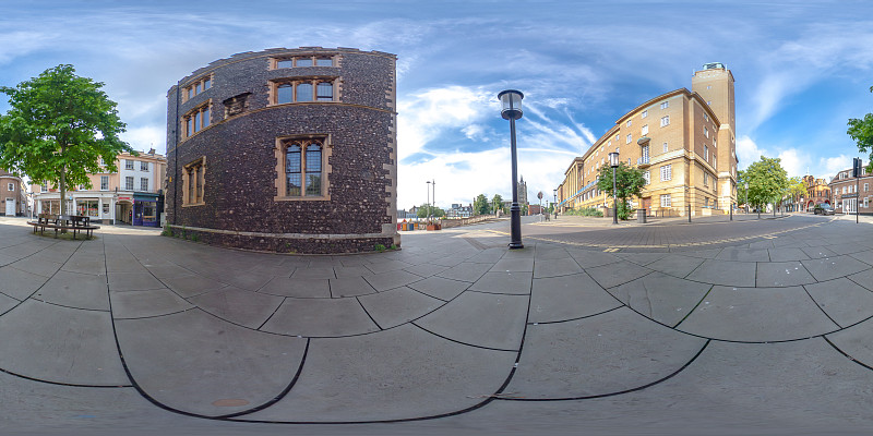 历史悠久的诺里奇市政厅360度球形全景图片下载