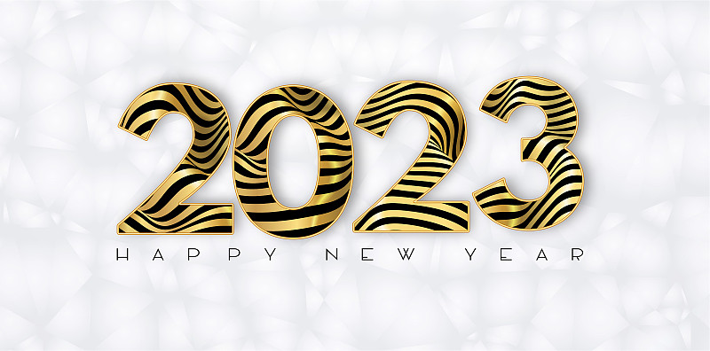 奢華黃金2023新年。裝飾性的數字插畫圖片