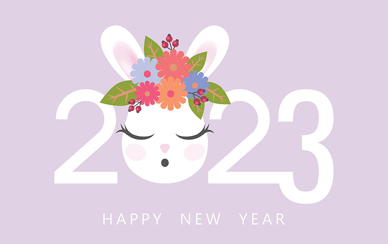 中國新年。2023新年。兔的星座。2023年設計。新年的象征。2023標志設計。中國生肖兔與2023。平面極簡主義矢量插畫。兔星座下載