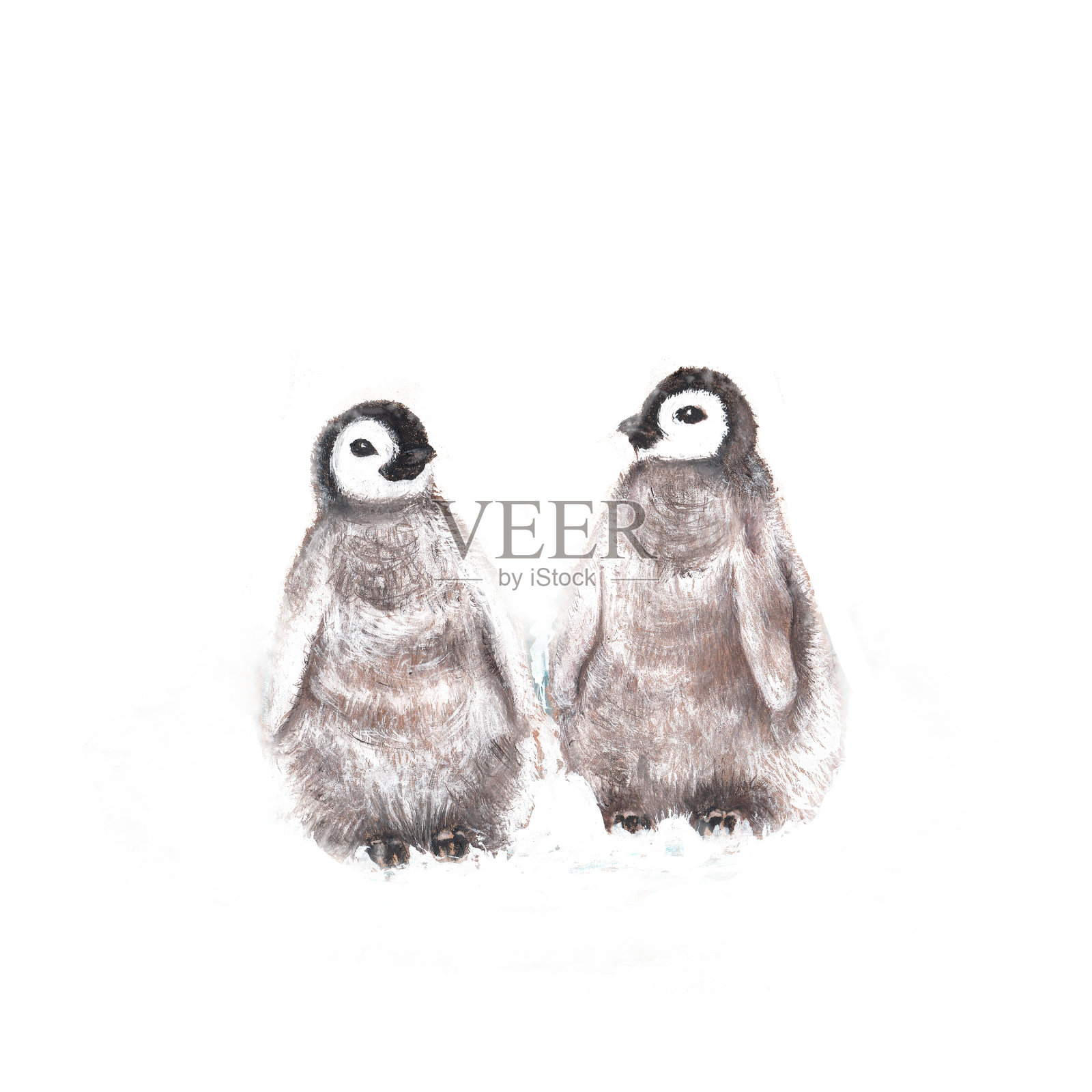 水彩企鹅插画图片素材