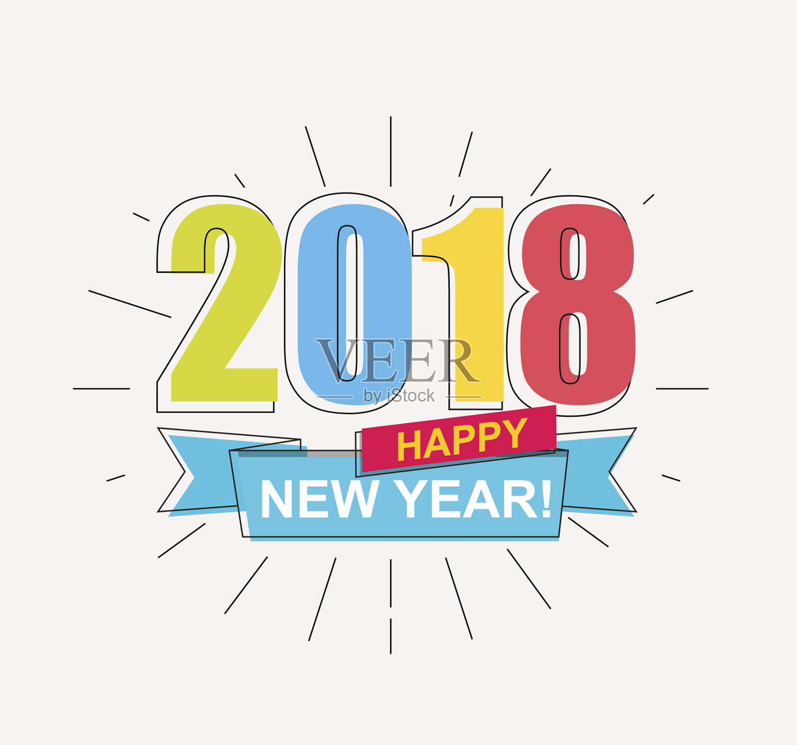 2018年新年快乐。插画图片素材