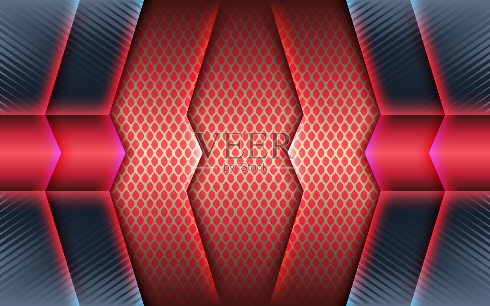 深蓝色公司抽象材料与发光的红色光泽灯技术图形横幅设计。高对比度的商业展示公司背景插画图片素材