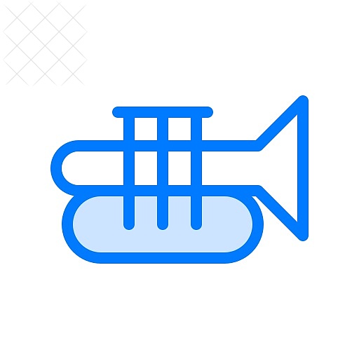 Jazz, music, orchestra, trumpet, wind instrument icon.