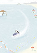 北欧风动物插画二十四节气图小暑图片素材
