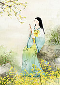 中国风插画二十四节气-春分图片素材