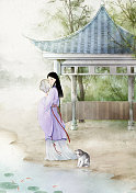 中国风插画二十四节气-立夏图片素材