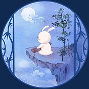 兔兔的月亮生活系列-抚琴图片素材
