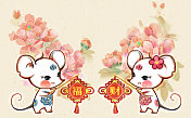 鼠年春节招财进宝水墨画图片素材
