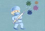 医疗医生护士打疫苗抗病毒插画图片素材