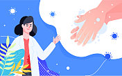 洗手安全保护个人健康卫生插画医疗消毒海报图片素材