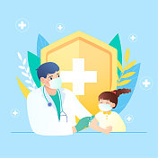 儿童开心接种疫苗矢量插画方图图片素材