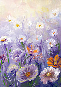 春天的花朵，描画着背景图片素材
