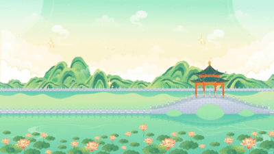 中国风园林风景插画模板下载
