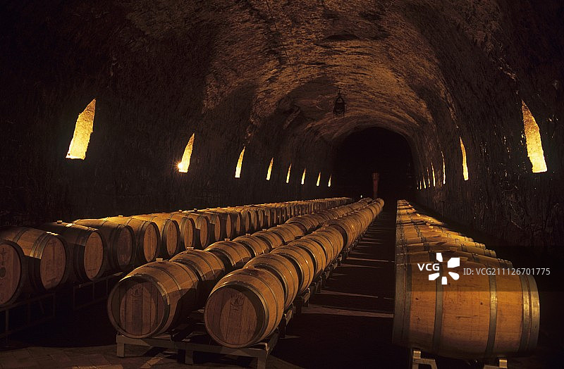 意大利巴利卡塔的特努塔·勒·Querce酿酒厂的酒窖图片素材