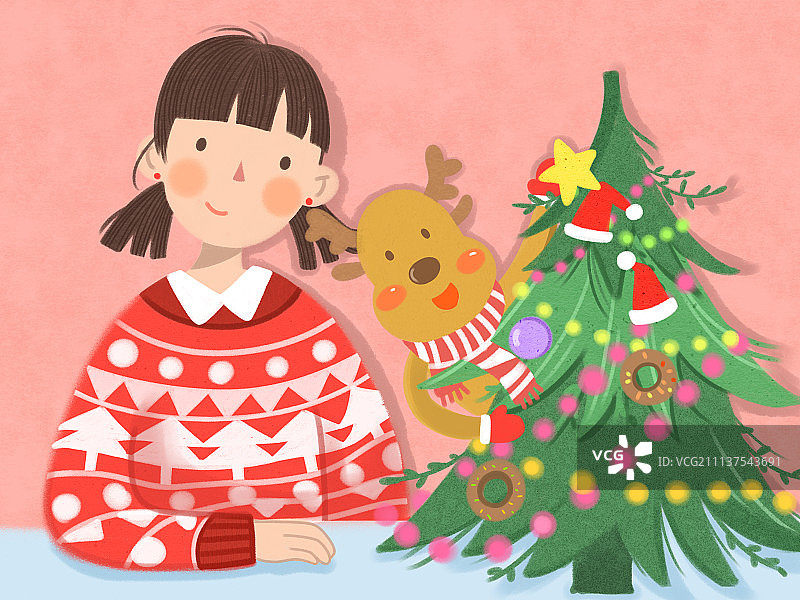 圣诞节系列组图—圣诞树与小鹿图片素材