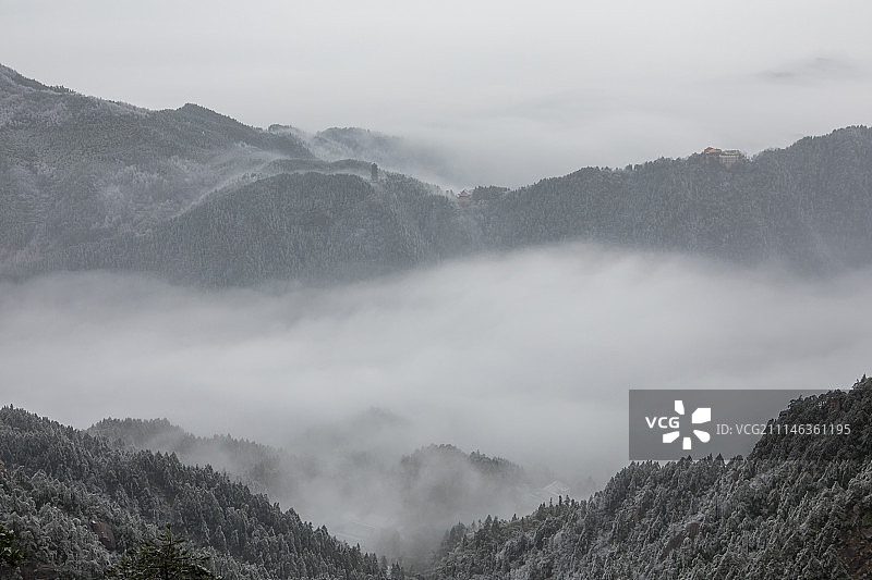 九华山雪景风光图片素材