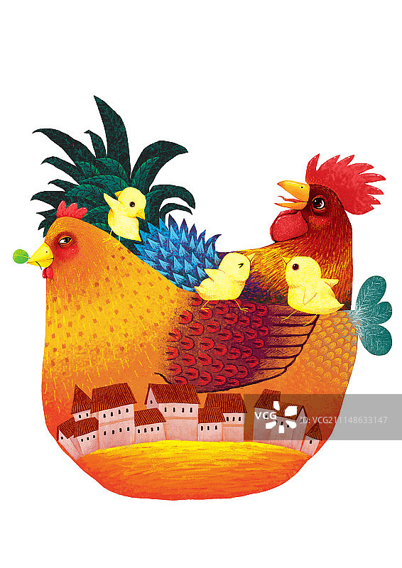 背景分离动物系列组图共3000多幅-快乐的鸡一家图片素材