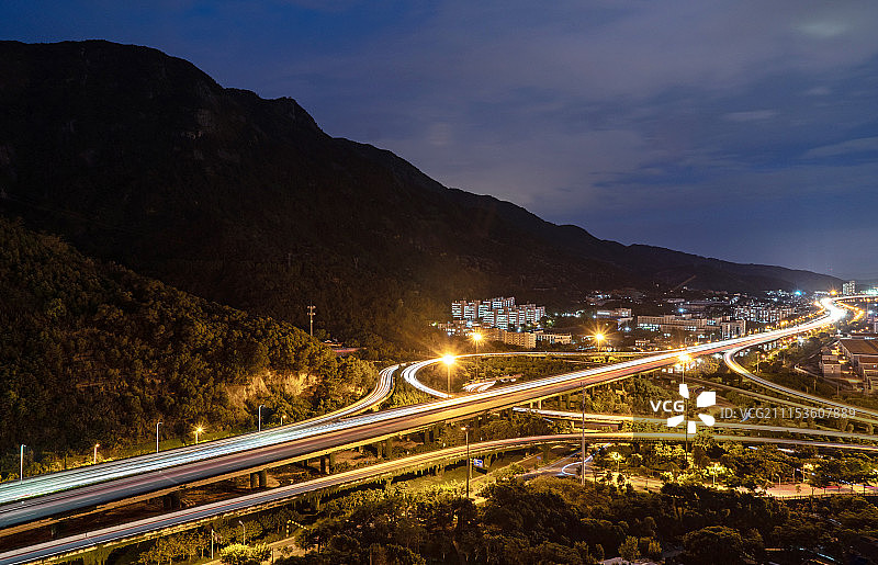 中国福州城市道路交通夜景图片素材