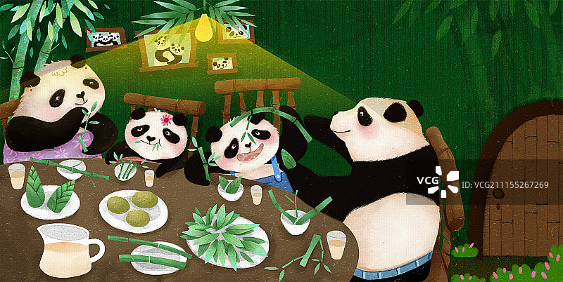 熊猫一家人图片素材
