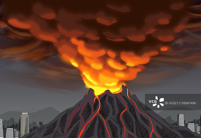 灾难意识-火山意识矢量插图图片素材