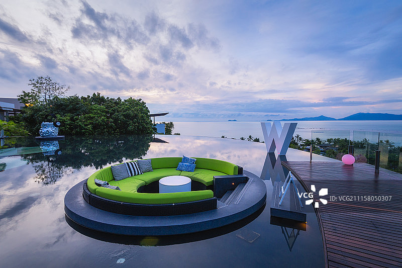 泰国苏梅岛度假酒店黄昏图片素材