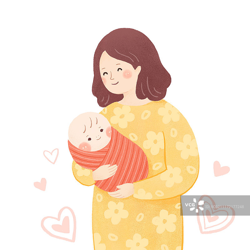 妈妈抱婴儿插画图片素材