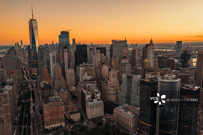 纽约曼哈顿岛日出日落全景图片素材