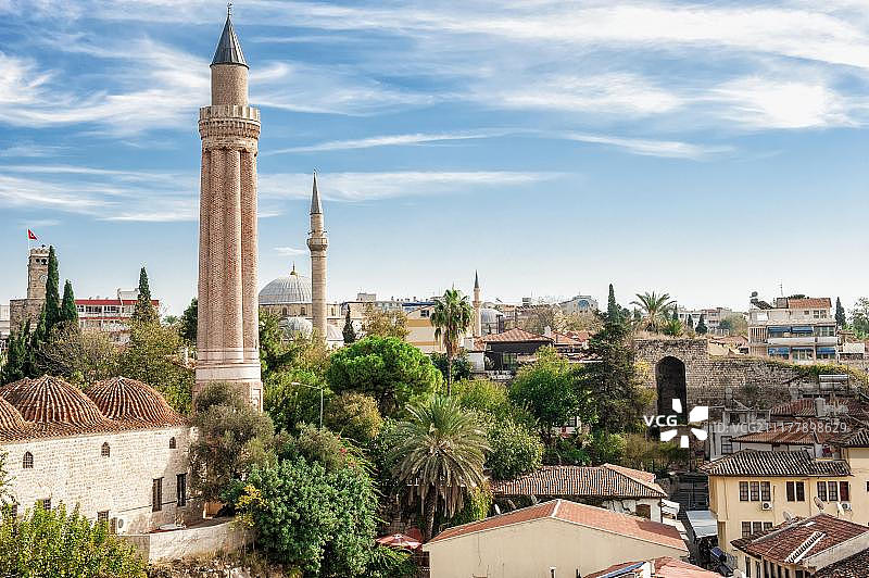 安塔利亚清真寺和古城，土耳其西南部，土耳其，亚洲图片素材