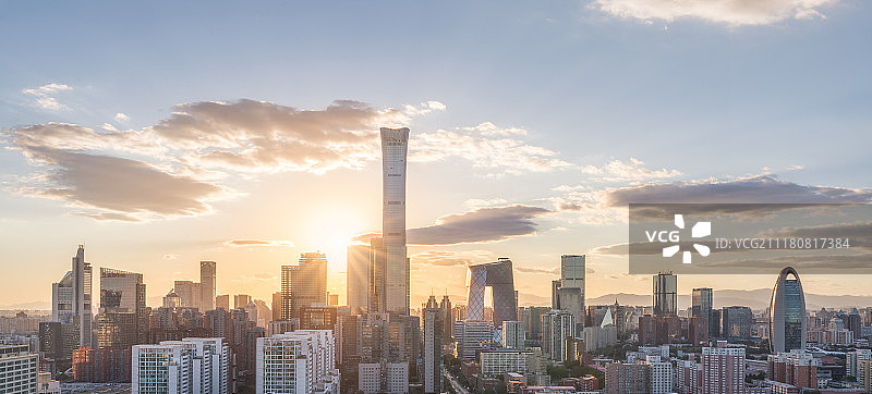 北京CBD天际线日落图片素材