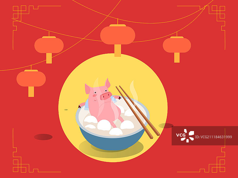 春节插画——正月十五图片素材