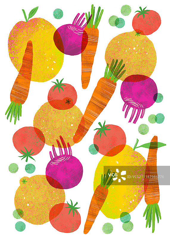 图案，水果，蔬菜，芒果，胡萝卜，番茄，橘子(柑橘)图片素材