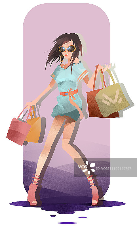 时尚女人购物插画图片素材