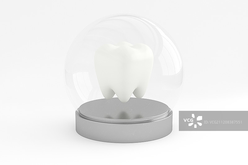 3D玻璃罩内的牙齿图片素材
