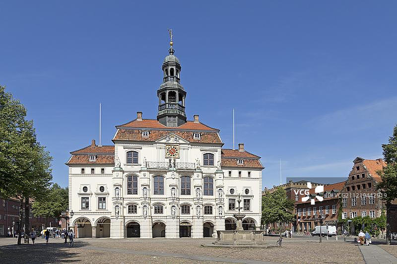 市政厅，历史城镇中心，Lueneburg，下萨克森，德国，欧洲图片素材