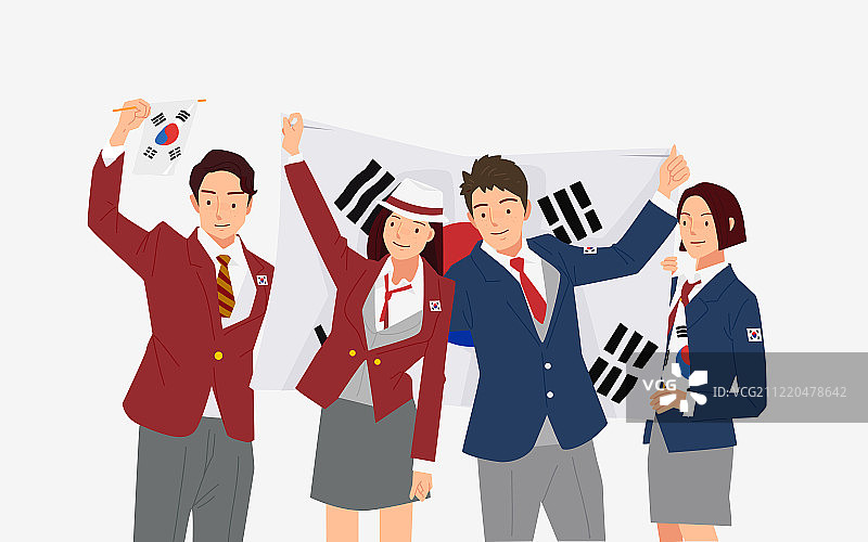 3月独立运动的插画与太古旗，韩国国旗001图片素材